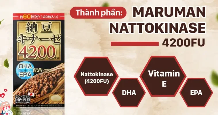 Viên chống đột quỵ Nattokinase 4200fu Maruman Nhật Bản 120 viên Viên uống chống đột quỵ, tai biến Maruman Natto Kinase