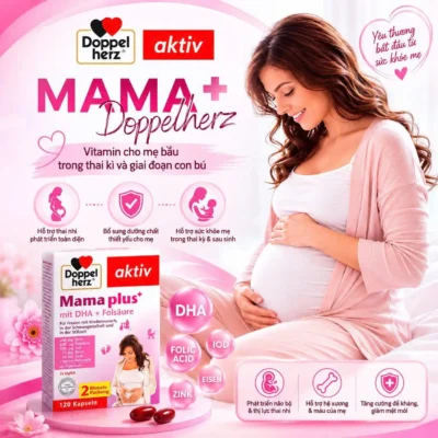 Vitamin tổng hợp cho bà bầu Doppelherz Mama plus + mit DHA + Folsaure, hộp 30 viên