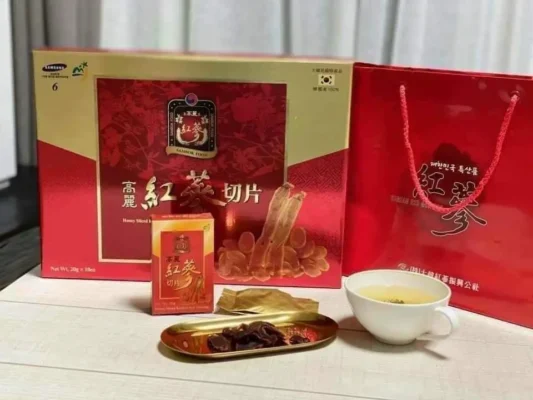 Hồng sâm lát tẩm mật ong Sambok 200g Hàn Quốc Hồng sâm thái lát tẩm mật ong Sambok 200g