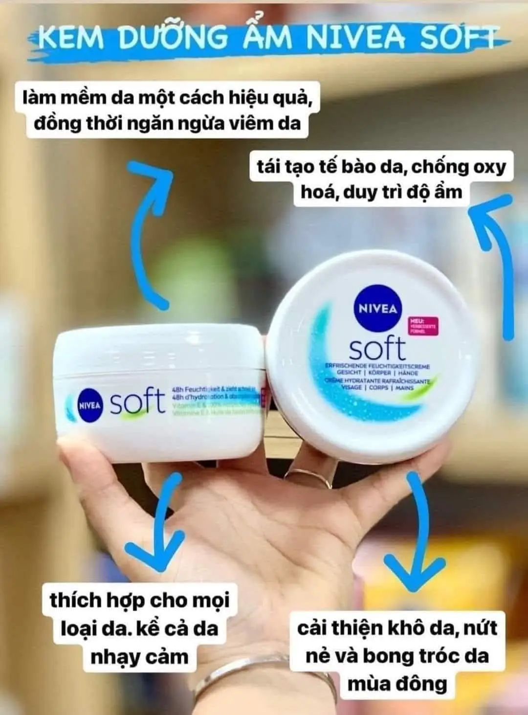 Kem dưỡng ẩm Nivea Soft 200ml của Đức Kem dưỡng ẩm Nivea Soft Đức 200ml