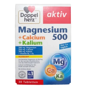 Viên uống bổ sung magie Doppelherz Magnesium 500 + Calcium + Kalium 30 viên