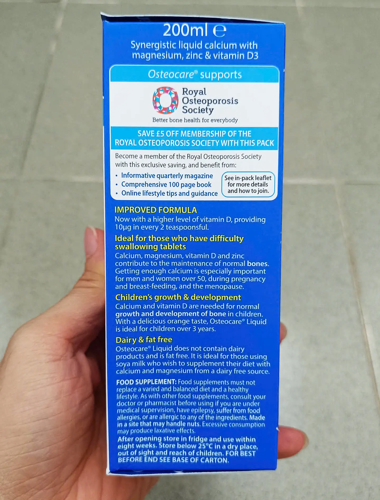 Siro canxi nước Osteocare Liquid Original 200ml của Anh Quốc Canxi Dạng Nước Osteocare Liquid Original 200ml Anh