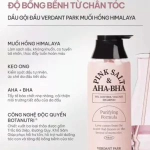 Set dầu xả dầu gội muối hồng Himalaya Pink Salt Verdant Park 500ml Dầu gội muối hồng Himalaya Pink Salt AHA BHA Oil Control Volume Shampoo