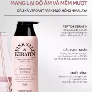 Set dầu xả dầu gội muối hồng Himalaya Pink Salt Verdant Park 500ml Dầu xả muối hồng Himalaya Pink Salt Keratin Hydrating Volume Conditioner