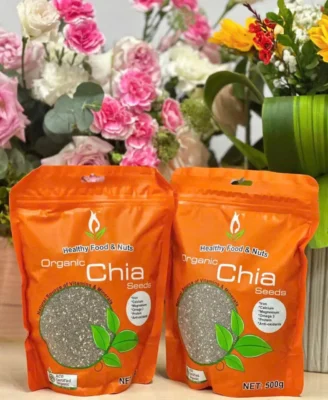 Hạt chia Organic Úc 500g túi cam Healthy Food & Nuts Hạt Chia Hữu Cơ Australia Healthy Food & Nuts Organic Chia Seeds 500g