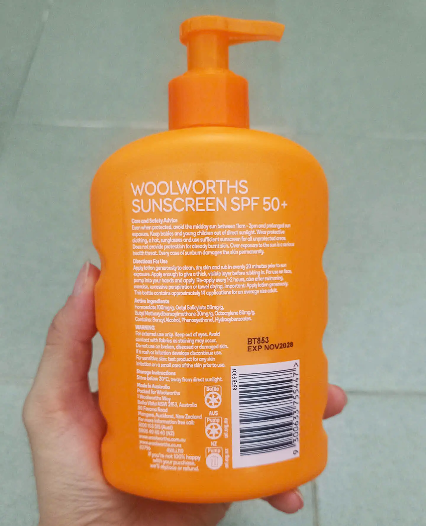 Kem chống nắng Woolworths 500ml của Úc Kem chống nắng Woolworths Everyday Sunscreen SPF 50+ 500ml