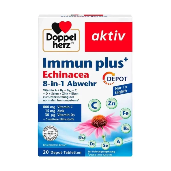 Tăng đề kháng Doppelherz Immun plus + Echinacea 8-in-1 Defense 20 viên
