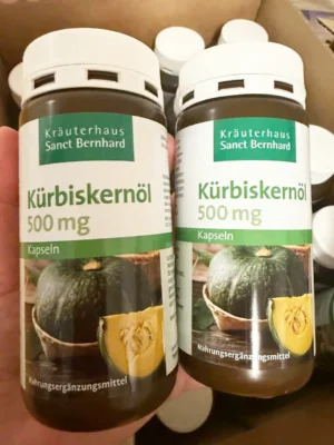 Viên uống bổ thận Sanct Bernhard Kurbiskernol Kapseln 150 viên của Đức Thuốc trị tiểu đêm Sanct Bernhard Kurbiskernol Kapseln 150 vên