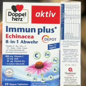 Viên Uống Tăng Đề Kháng Doppelherz Immun Plus + Echinacea 8-In-1 Defense 20 viên của Đức