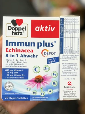 Viên uống tăng đề kháng Doppelherz Immun Plus 20 viên của Đức Viên Uống Tăng Đề Kháng Doppelherz Immun Plus + Echinacea 8-In-1 Defense 20 viên của Đức