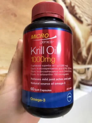 Dầu nhuyễn thể Microgenics Red Krill Oil 1000mg của Úc Dầu nhuyễn thể liều cao Micro Red Krill Oil 1000mg 60 viên của Úc