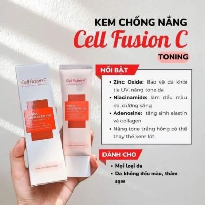 Kem chống nắng Cell Fusion C hồng SPF50+ 50ml của Hàn Quốc Kem chống nắng nâng tông Cell Fusion C Toning 50ml