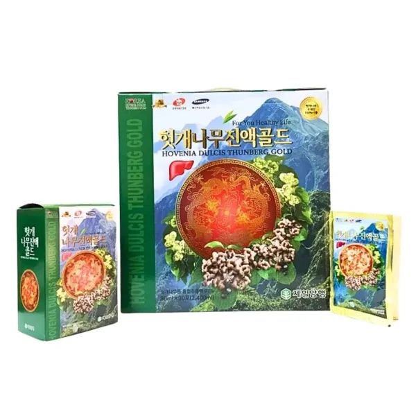 Nước bổ gan rồng đỏ Hàn Quốc Hovenia Dulcis Thunberg Gold hộp 30 gói - Hình ảnh 2