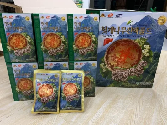Nước bổ gan rồng đỏ Hàn Quốc Hovenia Dulcis Thunberg Gold hộp 30 gói Nước bổ gan rồng đỏ Hovenia Dulcis Nongchuksan hộp 30 gói