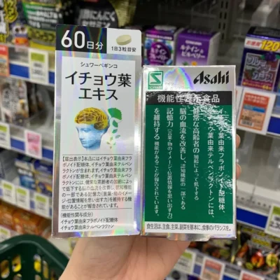 Viên uống bổ não Ginkgo Biloba Asahi 60 ngày của Nhật Bản Viên uống bổ não Asahi Ginkgo 180 viên Nhật Bản
