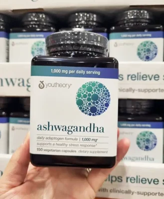 Viên uống nhân sâm Youtheory Ashwagandha 150 viên của Mỹ viên uống nhân sâm Ấn Độ Youtheory Ashwagandha 1000mg 150 viên