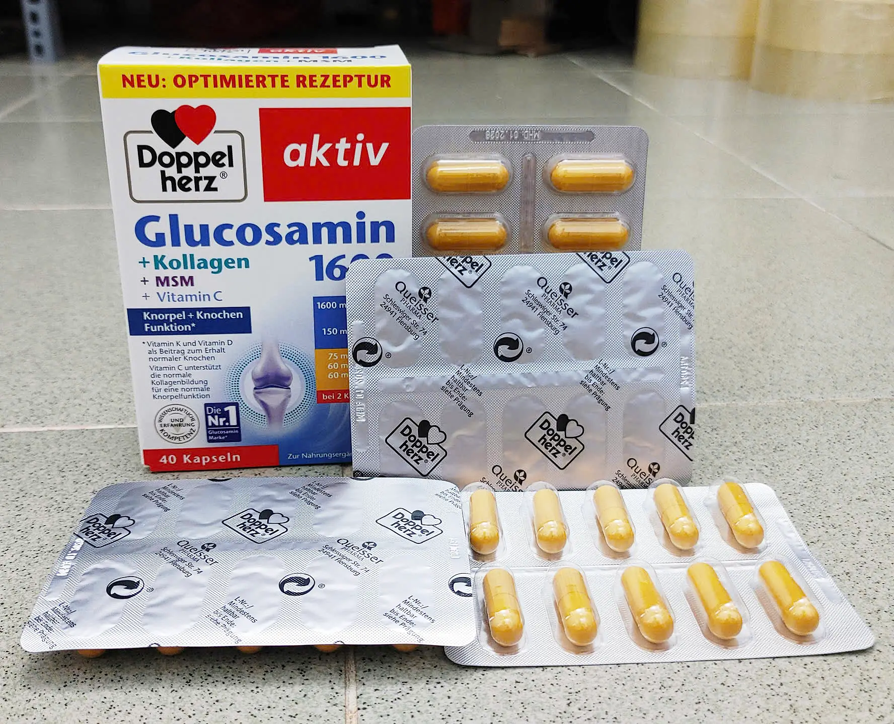Viên uống Doppelherz Glucosamin 1600 hộp 40 viên của Đức Doppelherz Glucosamin 1600 Collagen + MSM + Vitamin C 40 viên