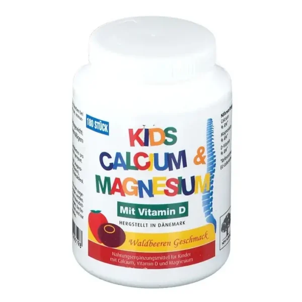 Kẹo nhai KID Calcium, Magnesium & Vitamin D vị dâu 180 viên của Đức