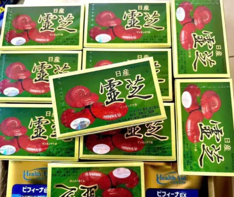 Nấm linh chi Nhật Bản Nissan Reishi hộp 50 gói 100 viên Nấm linh chi đỏ Nissan Reishi nội địa Nhật Bản
