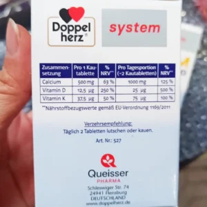 Viên Nhai Doppelherz Calcium 1000 D3 K2 Vị Cam, 60 Viên