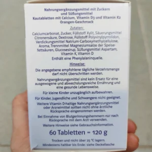 Viên nhai Doppelherz Calcium 1000 + D3 + K2 60 viên của Đức Viên Nhai Doppelherz Calcium 1000 D3 K2 Vị Cam, 60 Viên của Đức