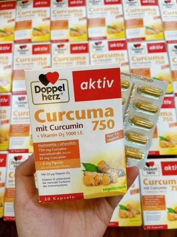 Viên nang tinh bột nghệ CURCUMA 750 + Vitamin D3 của Doppelherz
