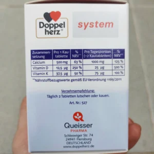 Viên nhai Doppelherz Calcium 1000 + D3 + K2 60 viên của Đức Viên ngậm bổ sung canxi Doppelherz Calcium 1000 + D3 + K2 vị cam, 60 viên của Đức
