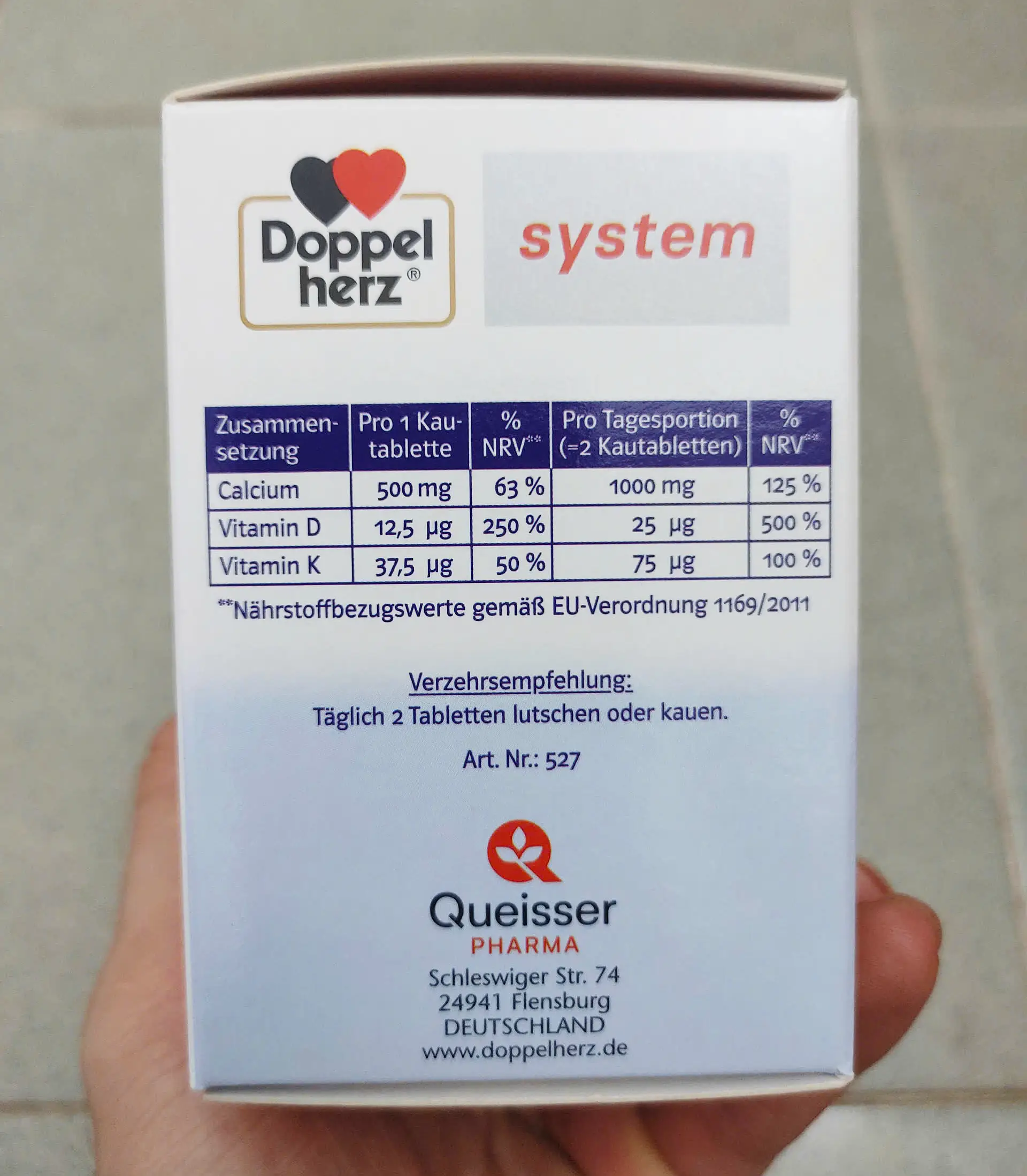 Viên nhai Doppelherz Calcium 1000 + D3 + K2 60 viên của Đức Viên ngậm bổ sung canxi Doppelherz Calcium 1000 + D3 + K2 vị cam, 60 viên của Đức