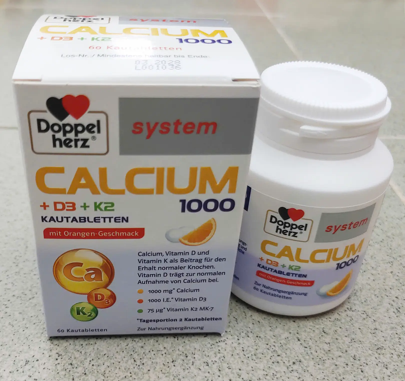 Viên nhai Doppelherz Calcium 1000 + D3 + K2 60 viên của Đức Viên nhai Doppelherz Calcium 1000 + D3 + K2 60 viên