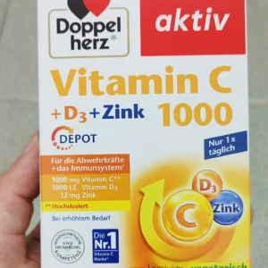 Viên uống Doppelherz Vitamin C 1000 + D3 + Zink 30 viên của Đức Viên uống Doppelherz Vitamin C 1000 + D3 + Zink DEPOT 30 viên