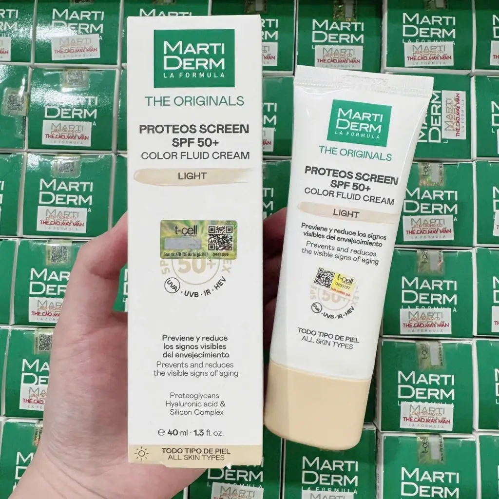 Kem chống nắng Martiderm Light 40ml nâng tông Kem Chống Nắng Nâng Tone MartiDerm The Originals Proteos Screen SPF50+ Color Fluid Cream (Light)