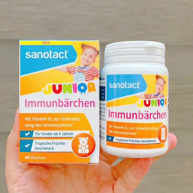 Viên kẹo gấu Sanotact Junior Immunbarchen 60 viên của Đức Kẹo nhai tăng cường miễn dịch Junior Immunbarchen Sanotact 60 viên của Đức