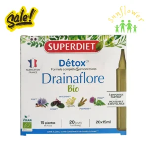 Nước uống Superdiet Detox Drainaflore Bio 20 ống nhựa của Pháp