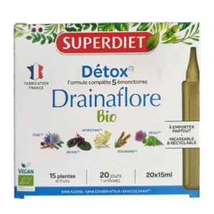 Nước uống thải độc chuyên sâu Superdiet Drainaflore Bio Detox 20 ống nhựa
