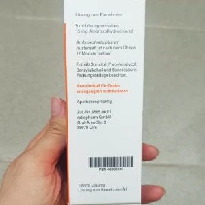 Siro ho long đờm Ambroxol Ratiopharm cho bé từ sơ sinh 100ml