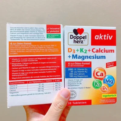 Viên uống Doppelherz D3 + K2 + Calcium + Magnesium, 30 viên