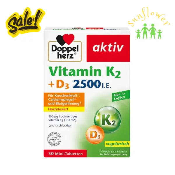 Viên uống Doppelherz Vitamin K2 D3 2500 IE 30 viên của Đức Viên uống Doppelherz Vitamin K2 D3 2500 IE 30 viên của Đức