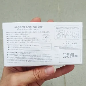 Bao cao su Sagami Original 0.01mm hộp 5 chiếc của Nhật Bản Bao cao su Sagami Original 0.01 siêu siêu mỏng của Nhật Bản