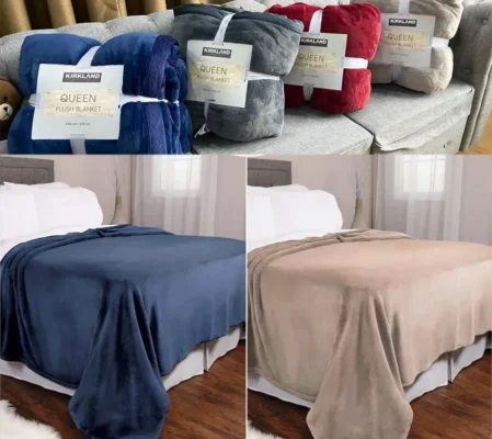Chăn lông cừu KirkLand Queen 248 x 233cm của Mỹ Chăn lông cừu Kirkland Plush Blanket Queen 248 x 233cm