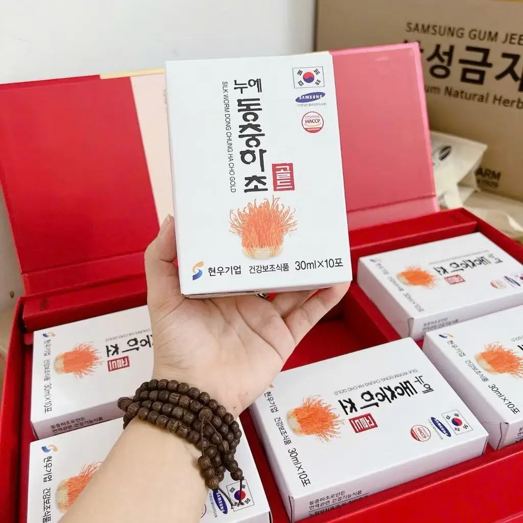 Đông trùng hạ thảo Silk Worm Dong Chung Ha Cho Gold của Hàn Quốc Đông Trùng Hạ Thảo Hộp Đỏ Silk Worm Dong Chung Ha Cho Gold