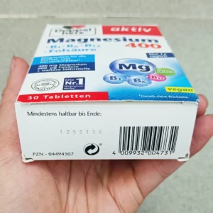 Viên uống Doppelherz Magnesium 400 +B1+B6+B12+Folsäure 30 viên của Đức Doppelherz Magnesium 400 + B1 + B6 + B12 + Folic Acid – Giúp ngủ ngon, khỏe tim mạch
