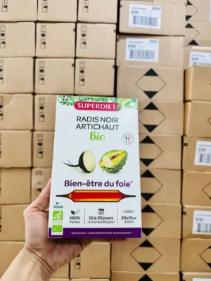 Thải độc gan Superdiet Radis Noir Artichaut Bio 20 ống của Pháp Nước uống bổ gan củ cải đen atiso Superdiet Radis noir Artichaut 20 ống