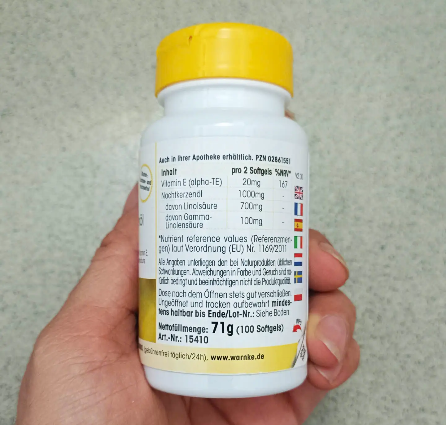 Tinh dầu hoa anh thảo Warnke Nachtkerzenol 500mg 100 viên của Đức Tinh dầu hoa anh thảo Đức Warnke 500mg 100 viên