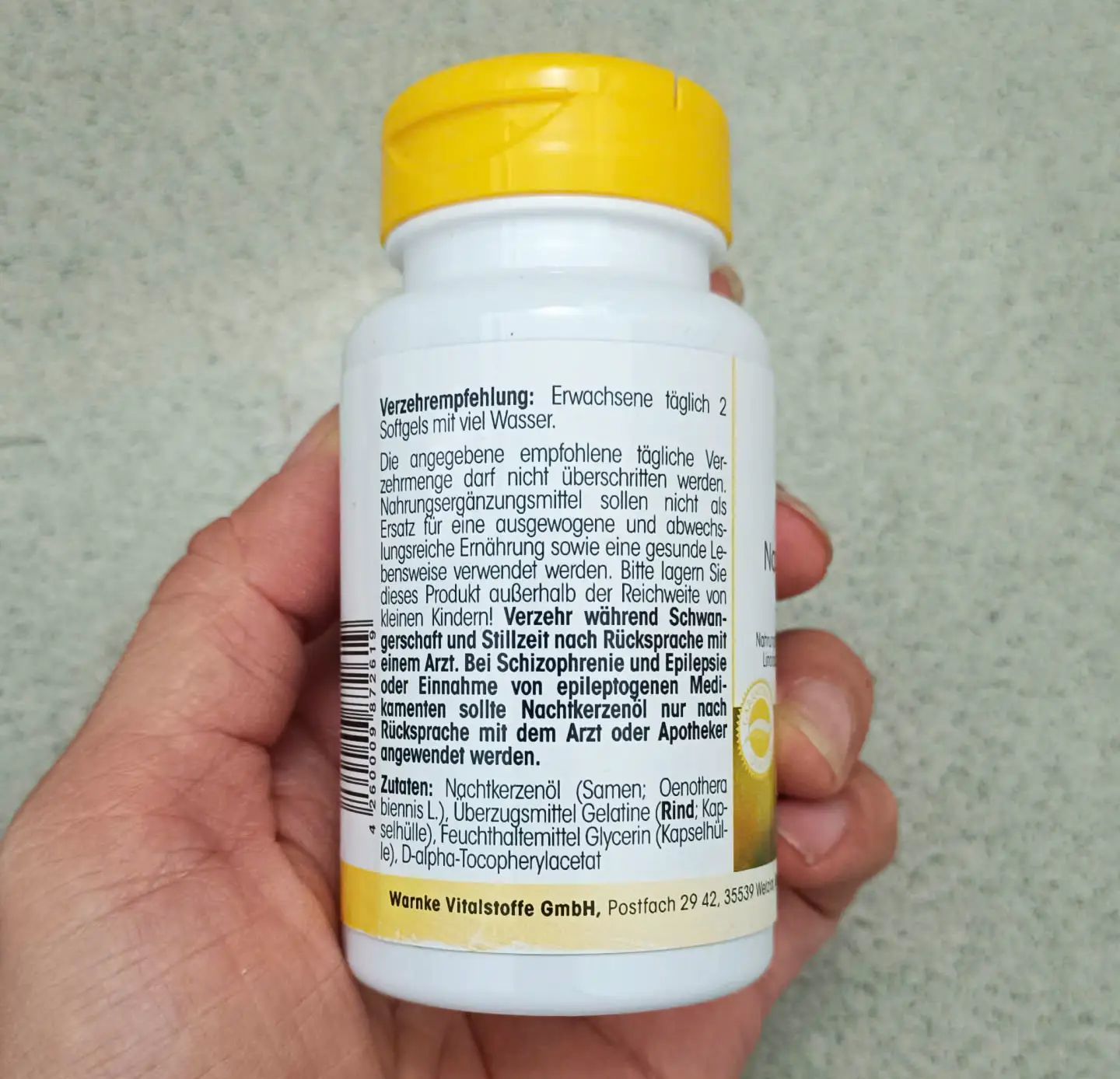 Tinh dầu hoa anh thảo Warnke Nachtkerzenol 500mg 100 viên của Đức Tinh dầu hoa anh thảo Warnke Nachtkerzenöl 500 mg 100 viên
