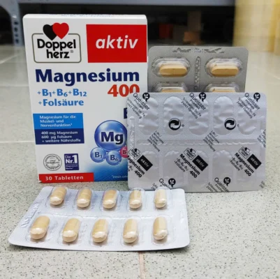 Viên Uống Doppelherz Magnesium 400 B1 B6 B12 Axit Folic 30 viên