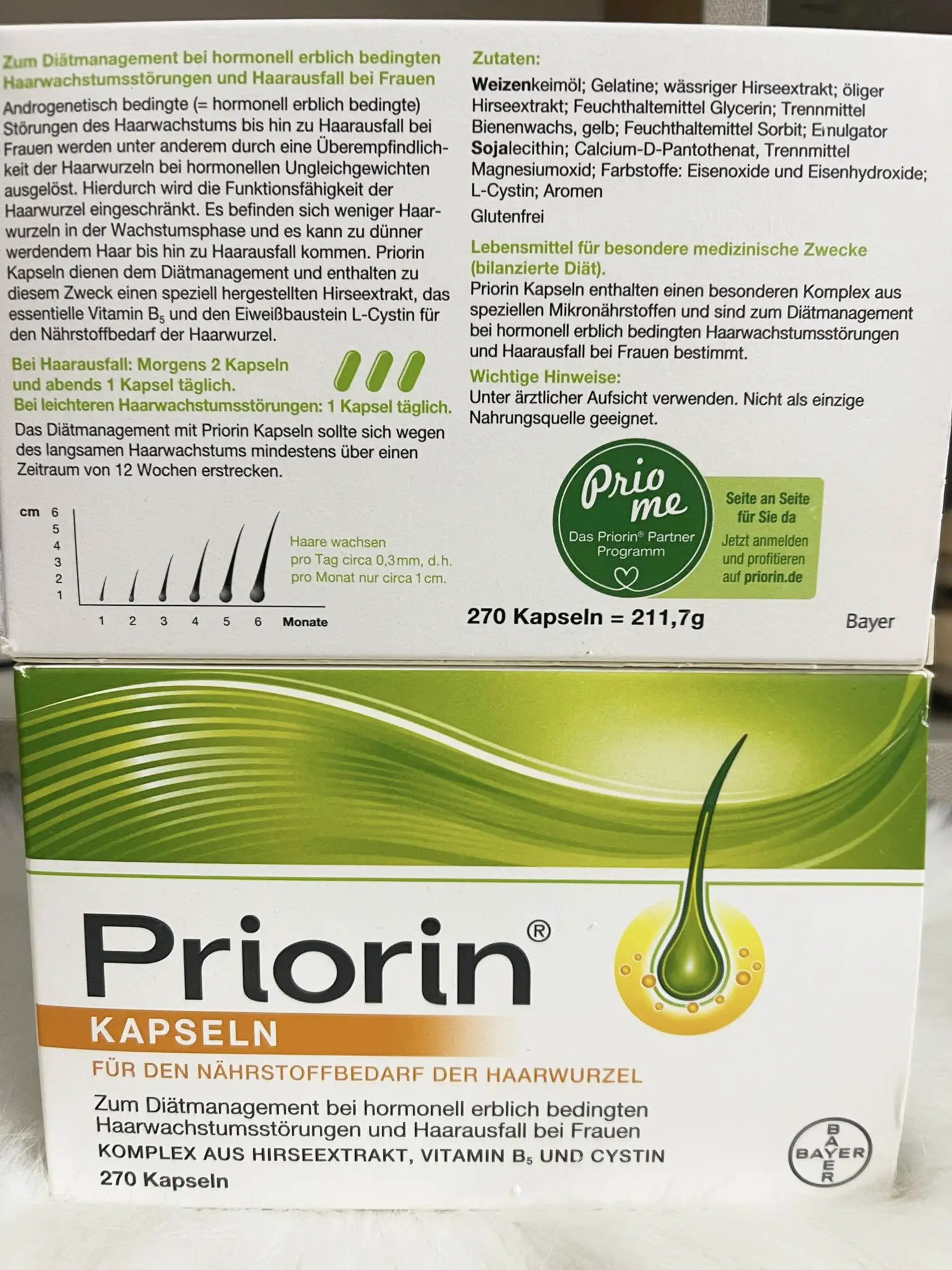 Viên uống ngăn rụng tóc Priorin Kapseln Bayer 270 viên của Đức Viên uống ngăn rụng tóc Priorin 270 viên