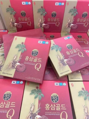 Hộp nước hồng sâm nhung hươu linh chi Gold Q Hàn Quốc (Hộp 30 gói x 50ml)