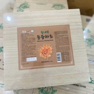 Đông trùng hạ thảo Pocheon hộp gỗ 60 gói x 30ml của Hàn Quốc Nuoc Dong Trung Ha Thao POCHEON Hop Go Trang