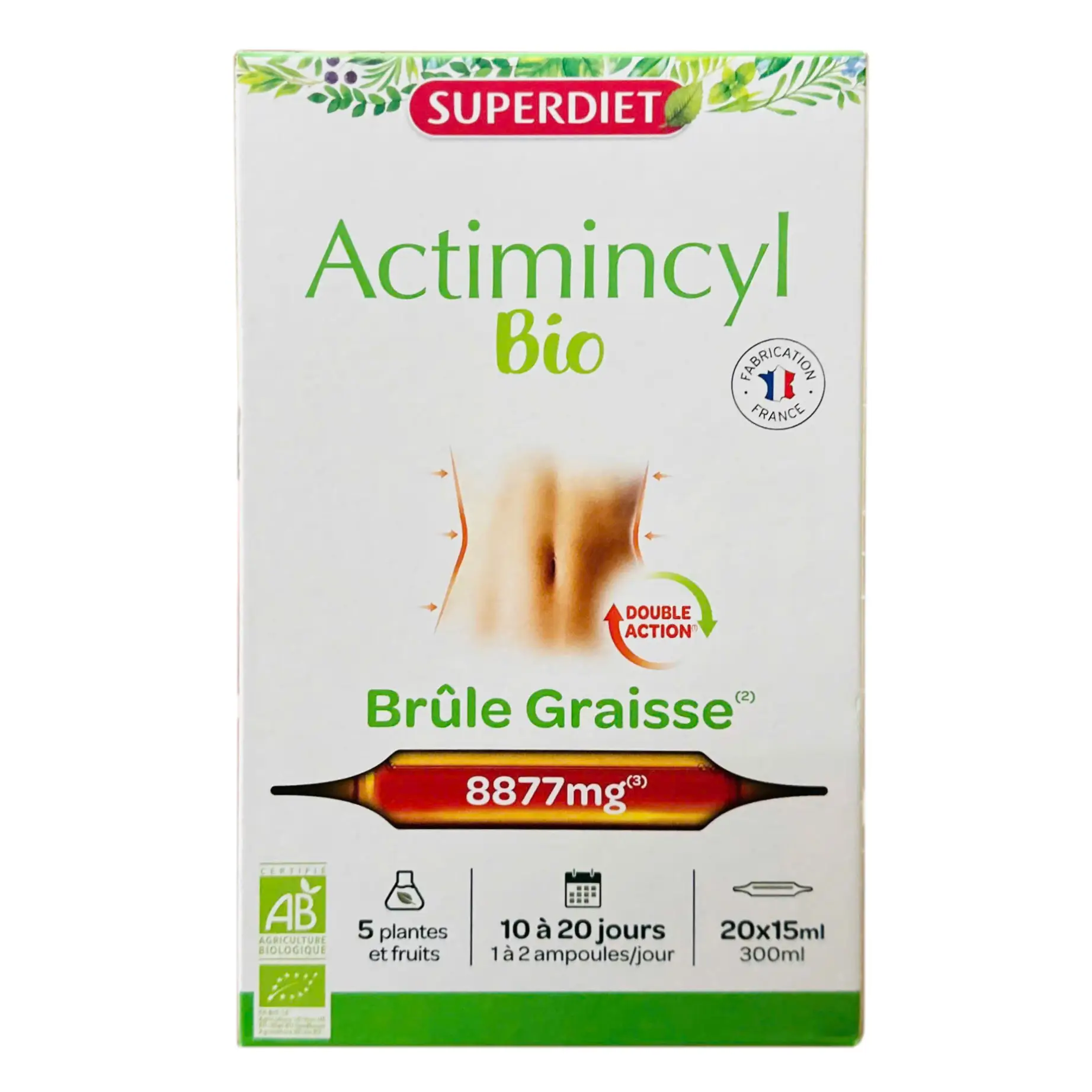Nước uống giảm cân Superdiet Actimincyl Bio 20 ống của Pháp Thực phẩm đốt mỡ giảm cân Superdiet Actimincly Bio của Pháp
