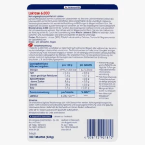 Viên Uống Bổ Sung Enzyme Lactase 6000 (nội địa Đức) 100 viên mini